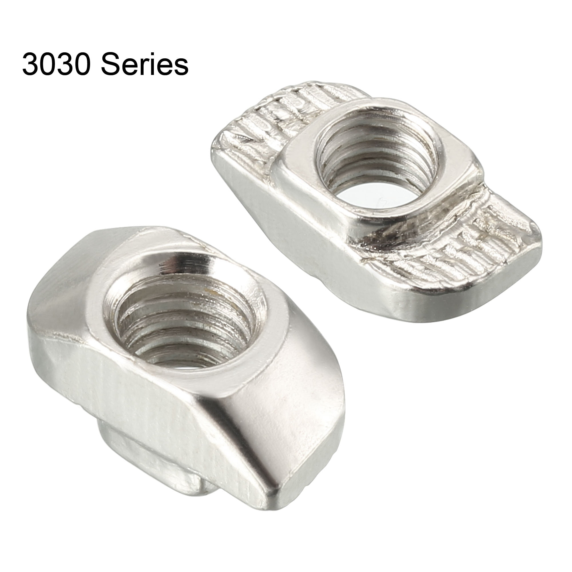 BokWin 50Pcs 3030 Series M6 T-Nuts Carbon Steel Nickel-Plated Half Round Roll in Sliding T Slot Nut 8mm Slot Aluminum Profile Accessories 